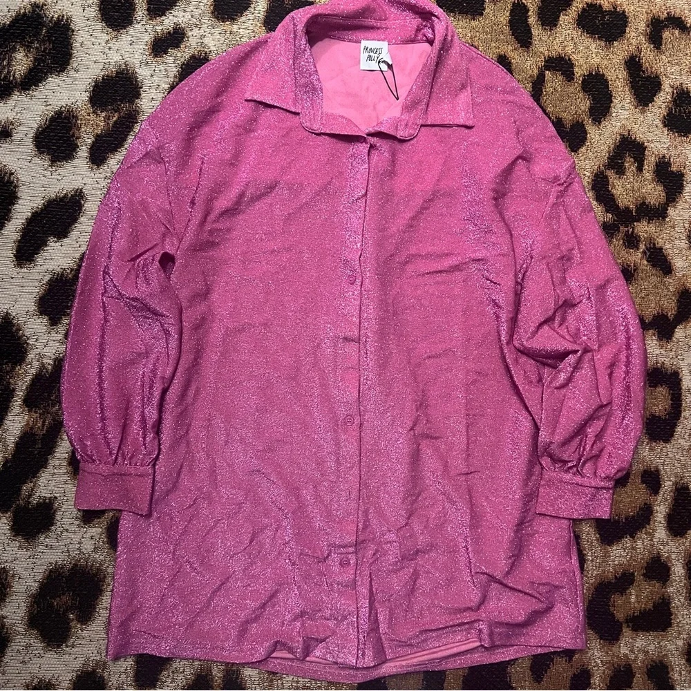 NWT Princess Polly Pink Shimmer Shirt Dress - Picture 9 of 12